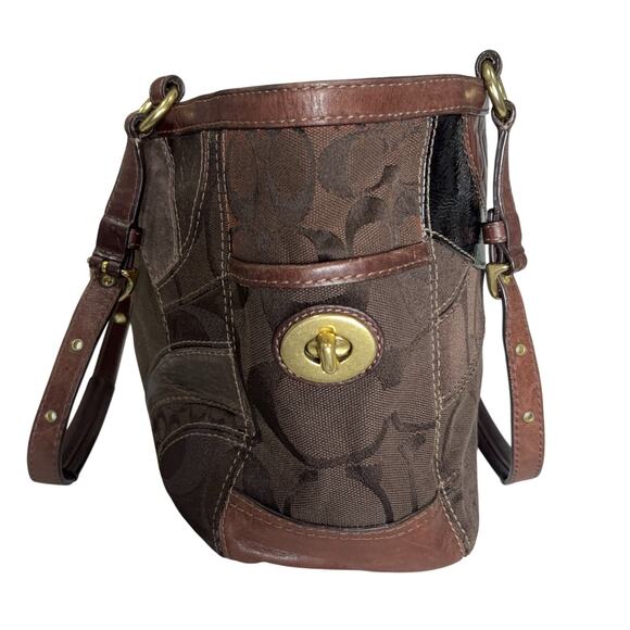 Y2K Coach Patchwork Tote Bag 13516 (Brown Multi) + Bonus Checkbook Holder - Picture 5 of 12